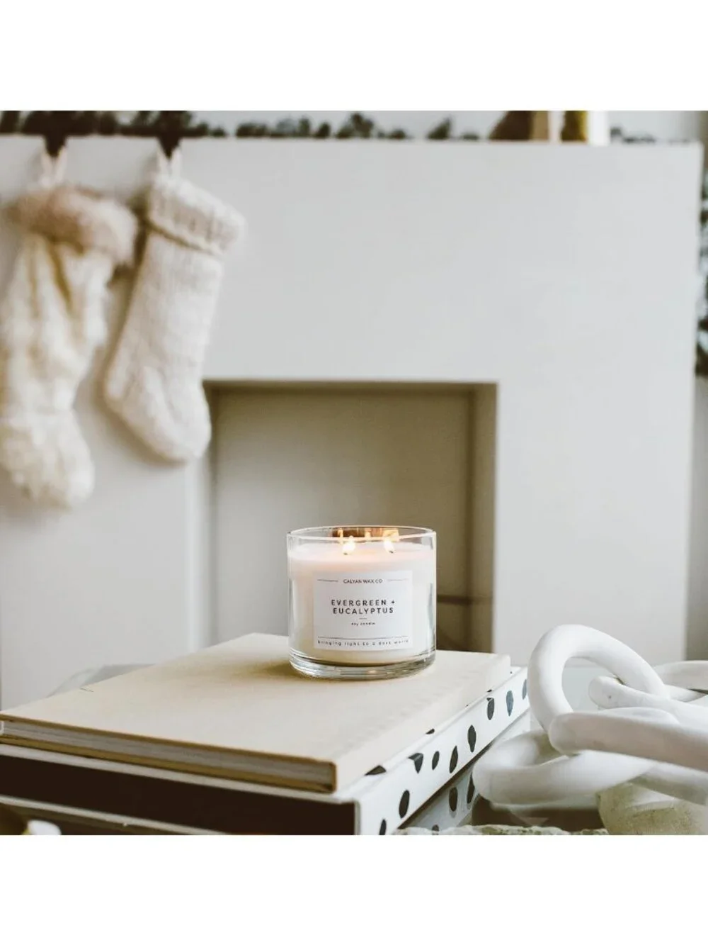 Luxury 3 Wick Soy Candle - Evergreen & Eucalyptus - Long Lasting 43 Hour Burn